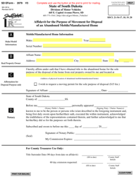 Document preview: SD Form 2079 (MV-3014) Affidavit for the Purpose of Movement for Disposal of an Abandoned Mobile/Manufactured Home - South Dakota