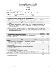 Document preview: Family Mental Health Outcome Tool - Initial Interview - South Dakota