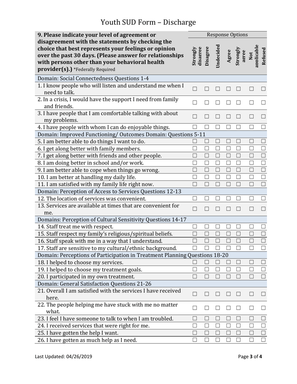 Form BH-12C Youth Sud Discharge Outcome Tool - South Dakota, Page 3