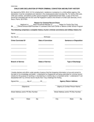 Document preview: Form DSS-CC-964 Child Care Declaration of Prior Criminal Conviction and Military History - South Dakota