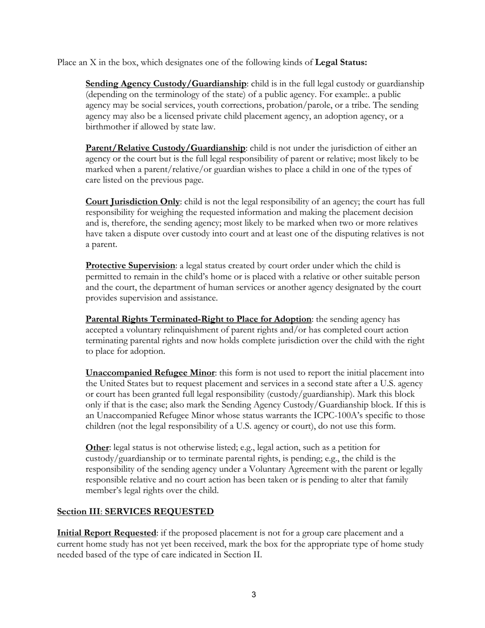 SD Form 1354 (ICPC100A) Interstate Compact on the Placement of Children Request - South Dakota, Page 3