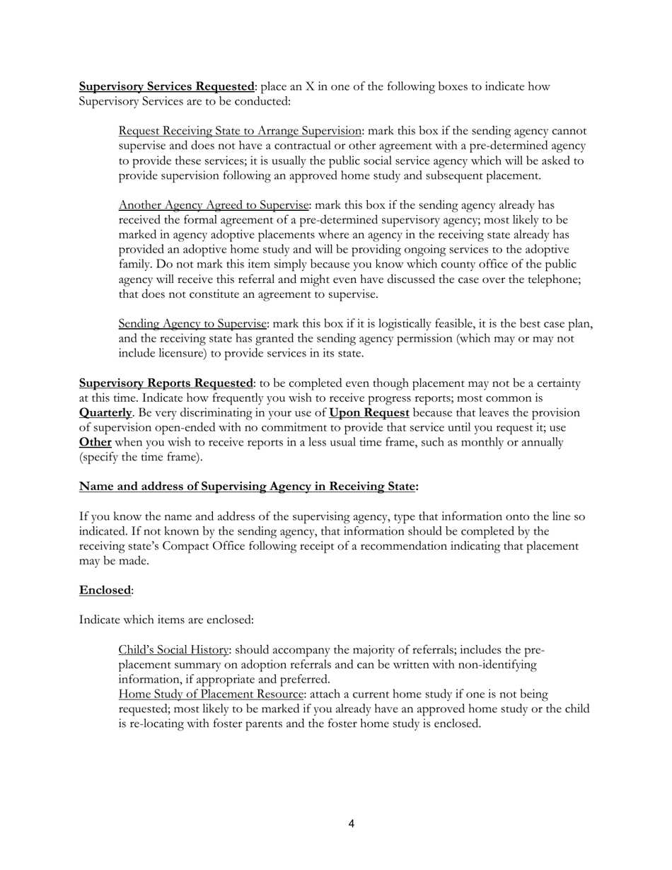 SD Form 1354 (ICPC100A) Interstate Compact on the Placement of Children Request - South Dakota, Page 4