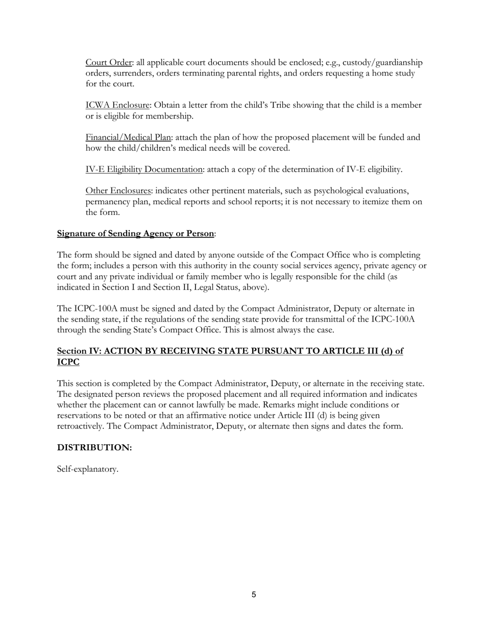 SD Form 1354 (ICPC100A) Interstate Compact on the Placement of Children Request - South Dakota, Page 5