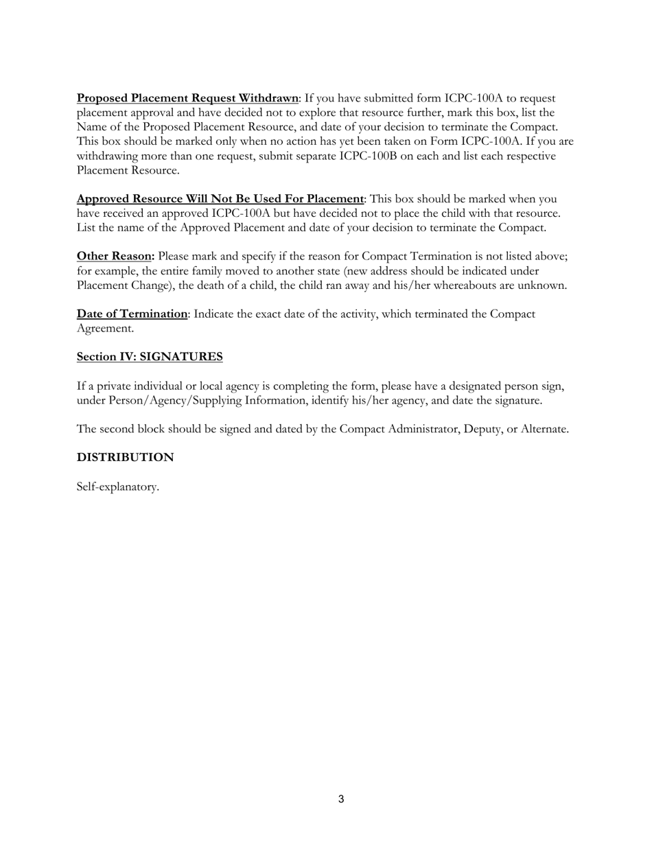 SD Form 1355 (ICPC100B) Interstate Compact on the Placement of Children Report on Childs Placement Status - South Dakota, Page 3
