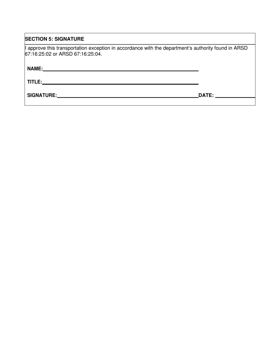 South Dakota Medicaid Transportation Exceptions Form - South Dakota, Page 2
