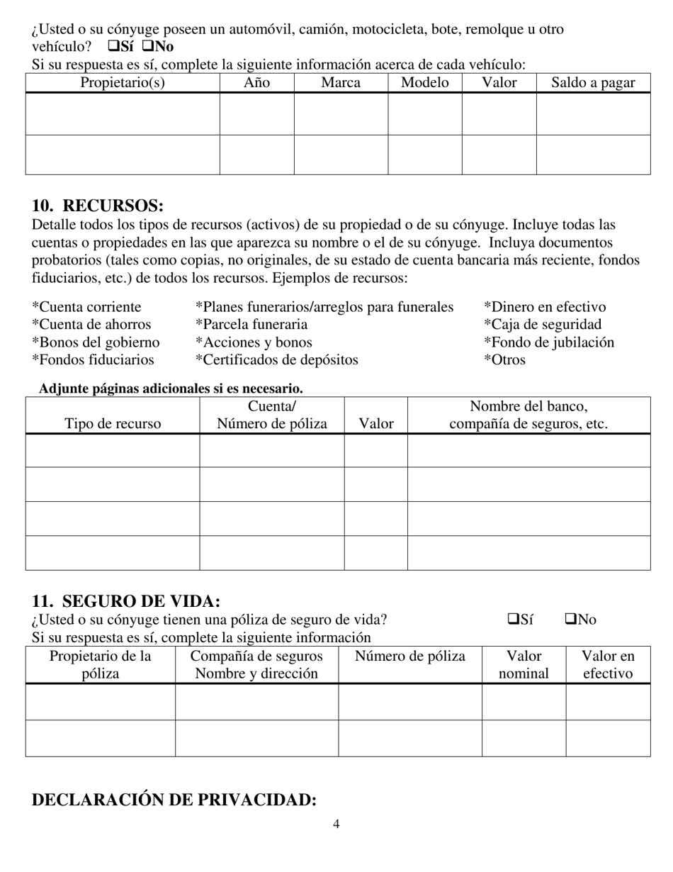 Formulario DSS-EA-270 Dakota Del Sur Solicitud Programa De Ahorro De Medicare - South Dakota (Spanish), Page 4