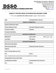 Genetic Testing Prior Authorization Request Form - South Dakota