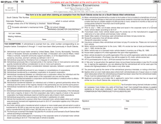 Document preview: SD Form 1739 (MV-609) South Dakota Exemptions - South Dakota