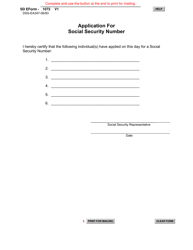 Document preview: SD Form 1072 (DSS-EA-347) Application for Social Security Number - South Dakota