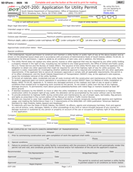 Form DOT-200 (SD Form 0929) Application for Utility Permit - South Dakota