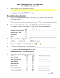 SD Form 2225 Internal Control Questionnaire - South Dakota, Page 3