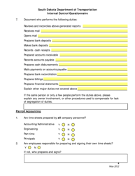 SD Form 2225 Internal Control Questionnaire - South Dakota, Page 4