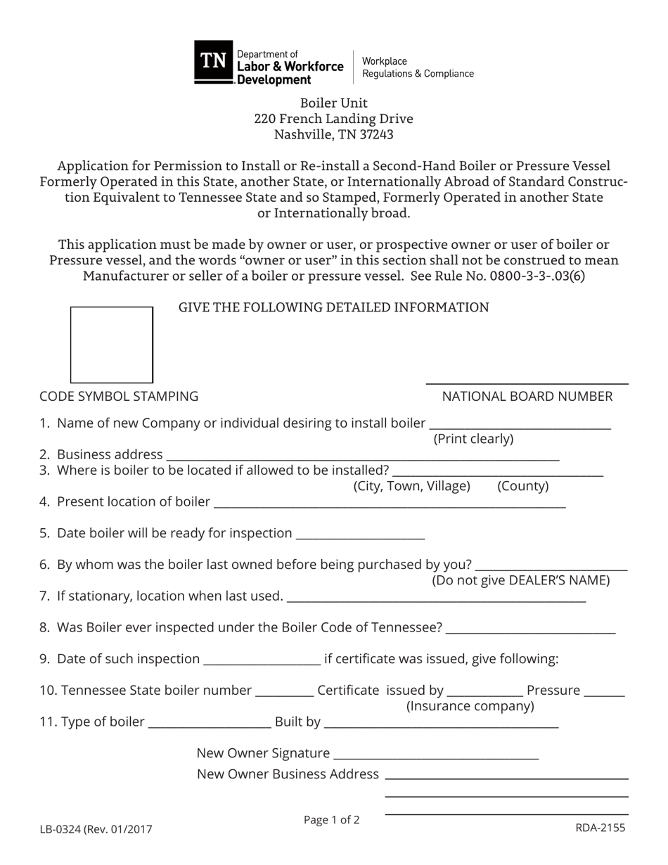 Form LB0324 Fill Out, Sign Online and Download Printable PDF