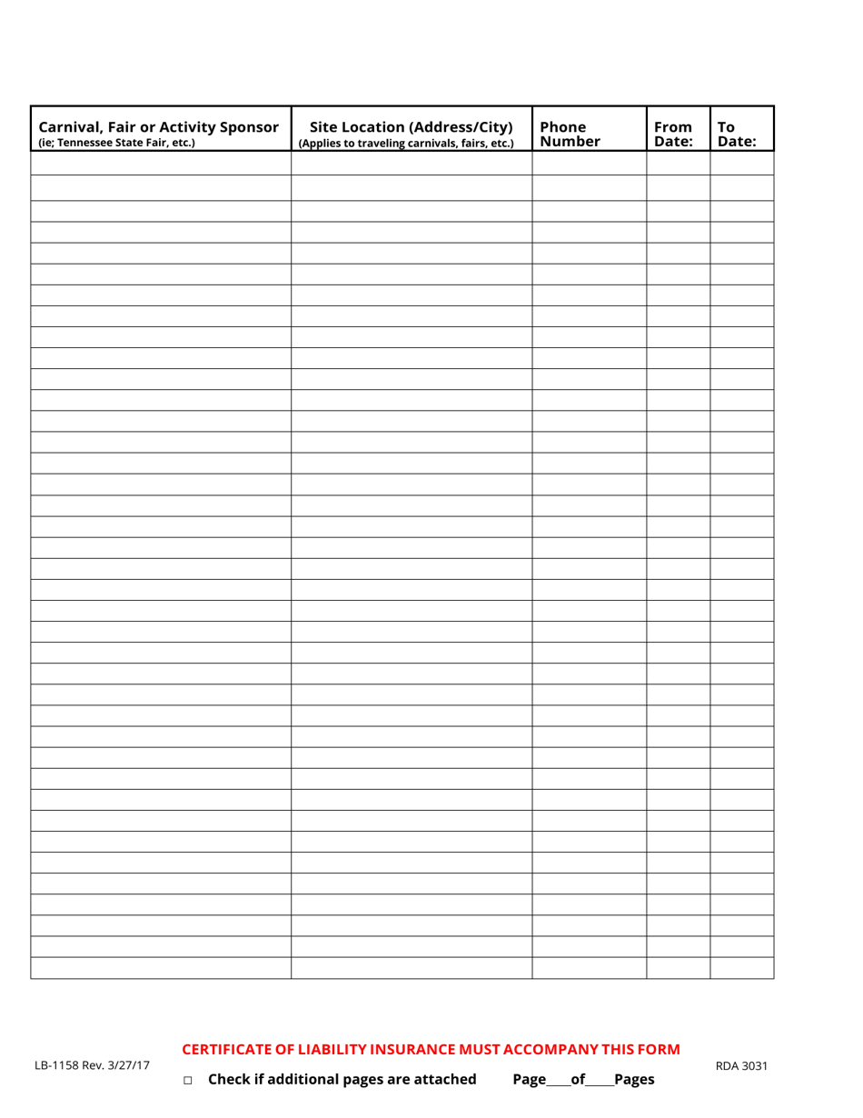 Form LB-1158 Application for Permit With Itinerary - Tennessee, Page 2