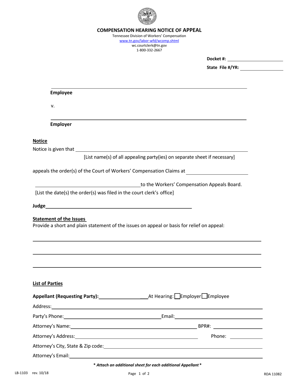 Form LB-1103 - Fill Out, Sign Online and Download Fillable PDF ...