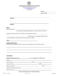 Form LB-1103 Compensation Hearing Notice of Appeal - Tennessee