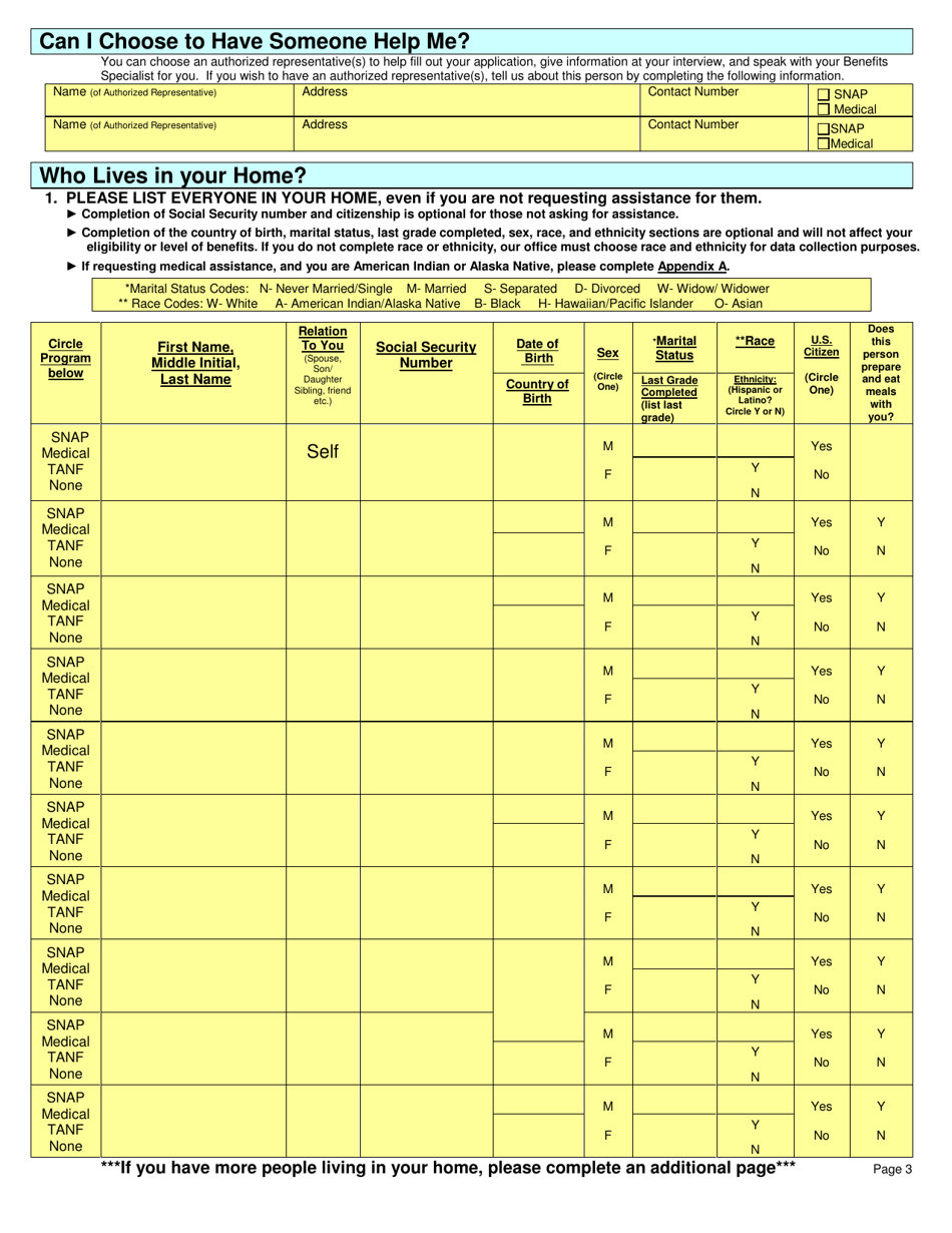 Form DSS-EA-301 Economic Assistance Application - South Dakota, Page 3