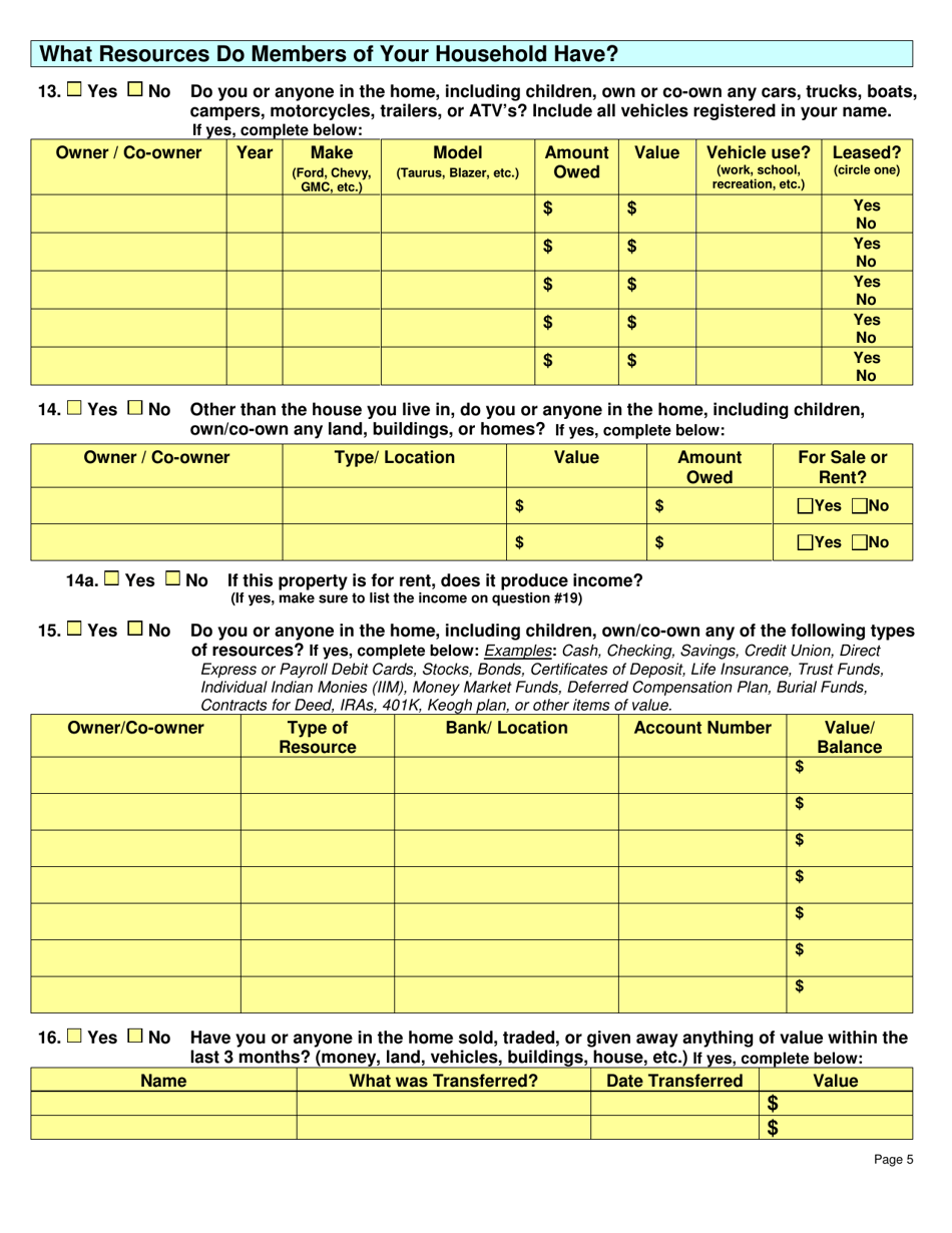 Form DSS-EA-301 Economic Assistance Application - South Dakota, Page 5