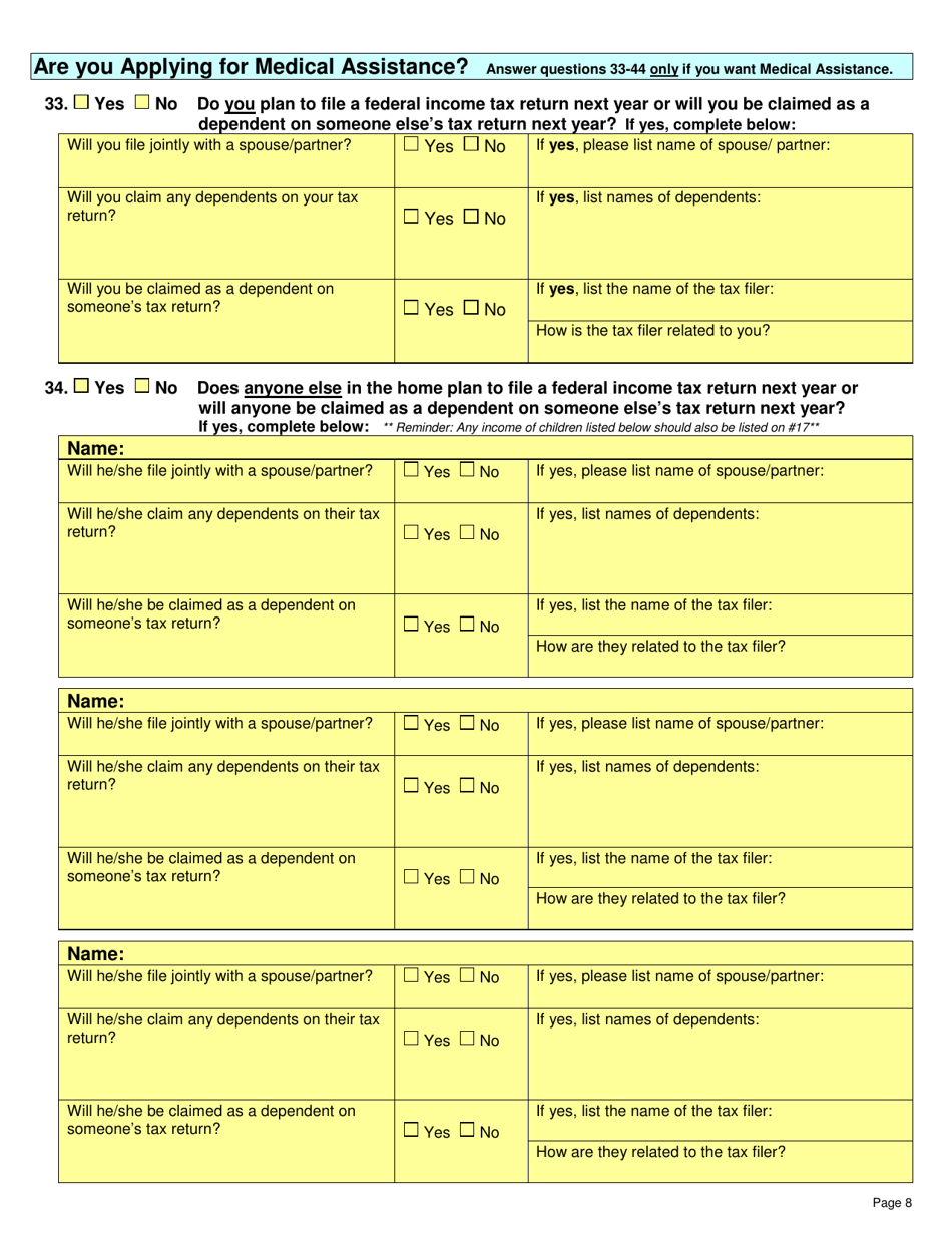 Form DSS-EA-301 Economic Assistance Application - South Dakota, Page 8