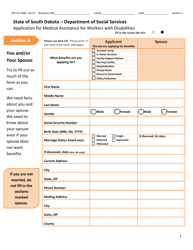 Document preview: Form DSS-EA-240D Application for Medical Assistance for Workers With Disabilities - South Dakota