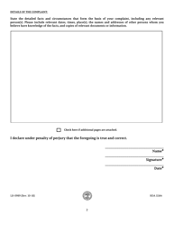 Form LB-0989 Illegal Alien Complaint Form - Tennessee, Page 2
