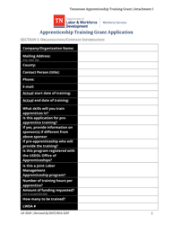 Form LB-3249 Apprenticeship Training Grant Application - Tennessee, Page 3