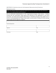 Form LB-3249 Apprenticeship Training Grant Application - Tennessee, Page 6