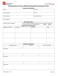 Document preview: Form LB-0624 Re-employment Services (Resea) Employability Development Plan - Tennessee