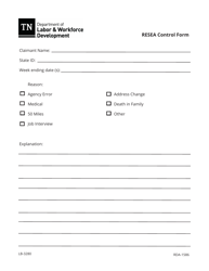 Document preview: Form LB-3280 Resea Control Form - Tennessee