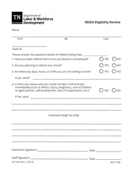 Document preview: Form LB-1022 Resea Eligibility Review - Tennessee