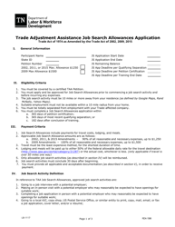 Document preview: Form LB-1117 Trade Adjustment Assistance Job Search Allowances Application - Tennessee