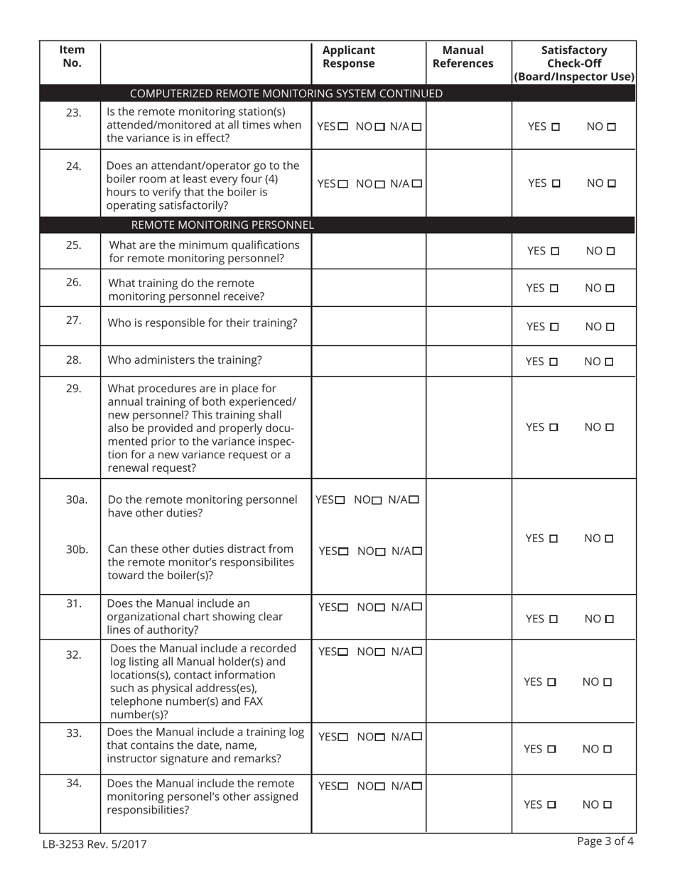 Form LB-3253 Checklist for Attendant Variance Request - Tennessee, Page 8
