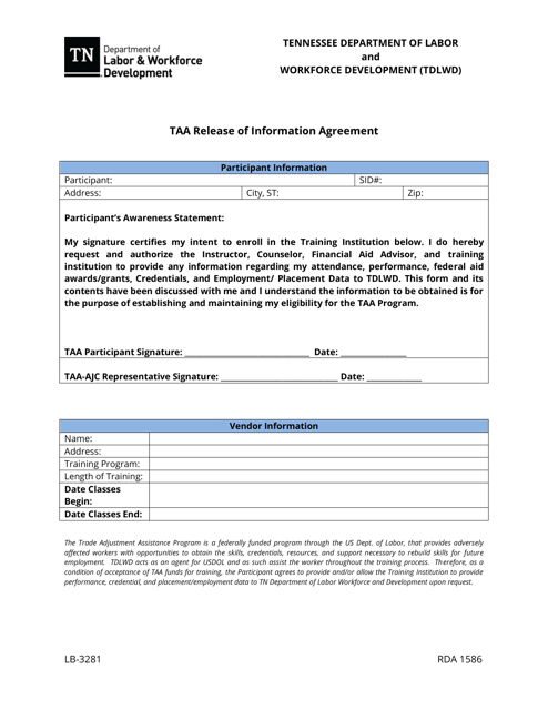 Form LB-3281  Printable Pdf