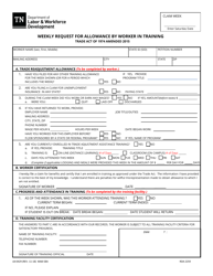 Document preview: Form LB-0429 Weekly Request for Allowance by Worker in Training - Tennessee