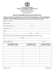 Document preview: Form LB-3271 Request for Prior Work Injury Information - Tennessee