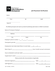 Document preview: Form LB-1124 Job Placement Verification - Tennessee