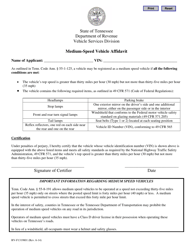 Document preview: Form RV-F1319801 Medium-Speed Vehicle Affidavit - Tennessee