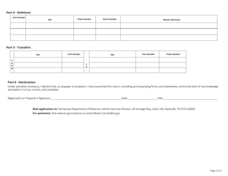 Form RV-F16018 Schedule A International Registration Plan Schedule Amendment - Tennessee, Page 2