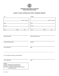Document preview: Form RV-F1313101 County Clerk Controlled Stock Transfer Receipt - Tennessee