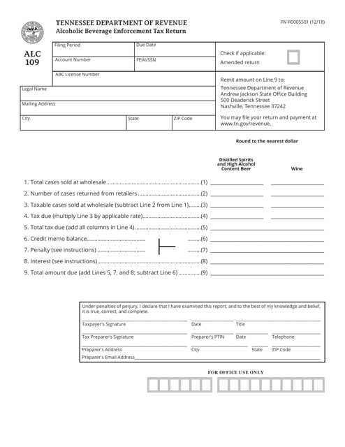 Form RV-R0005501 (ALC109)  Printable Pdf