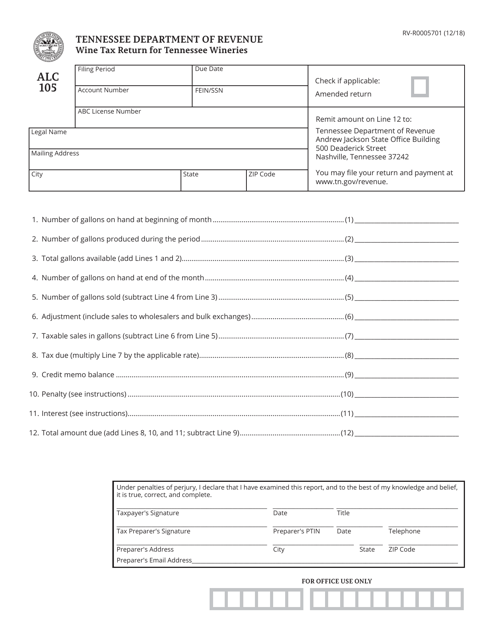 Form RV-R0005701 (ALC105)  Printable Pdf