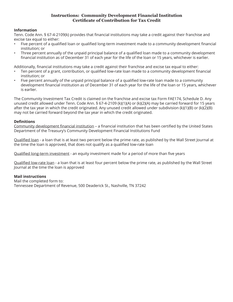 Form RVF-16022 Community Development Financial Institution Certificate of Contribution for Tax Credit - Tennessee, Page 2