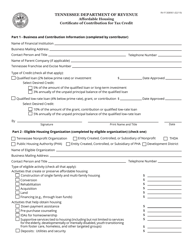 Document preview: Form RV-F1308901 Affordable Housing Certificate of Contribution for Tax Credit - Tennessee