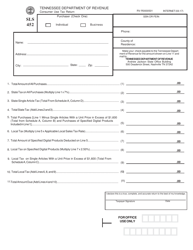 Form RV-R0000501 (SLS452) Consumer Use Tax Return - Tennessee