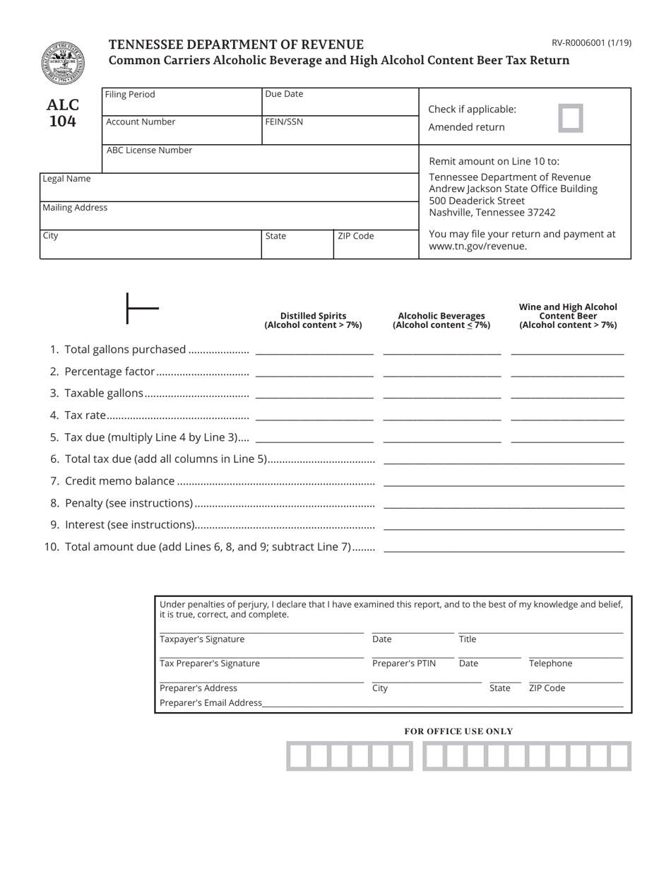 Form RVR0006001 (ALC104) Download Printable PDF or Fill Online Common