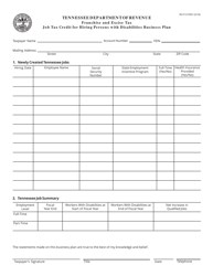 Form RV-F1319501 Job Tax Credit for Hiring Persons With Disabilities Business Plan - Tennessee
