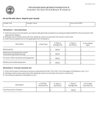 Document preview: Form RV-F1322401 Franchise Tax Short Period Return Worksheets - Tennessee