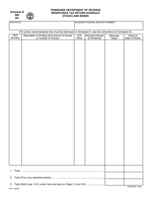 Form RV-F1400201 (INH301) Schedule B  Printable Pdf