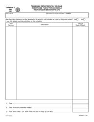 Document preview: Form RV-F1400401 (INH301) Schedule D Inheritance Tax Return Schedule - Insurance on Decedent's Life - Tennessee