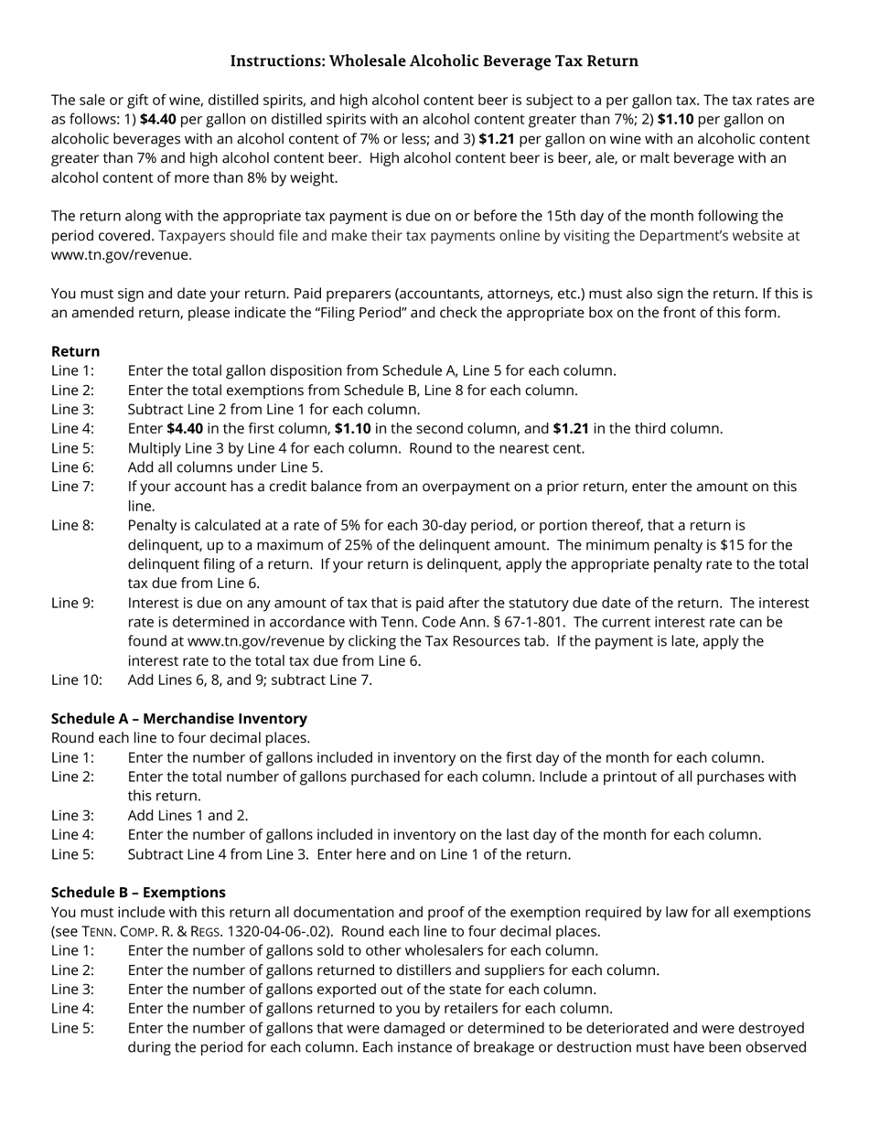 Form RV-R0005901 (ALC102) Wholesale Alcoholic Beverage Tax Return - Tennessee, Page 3